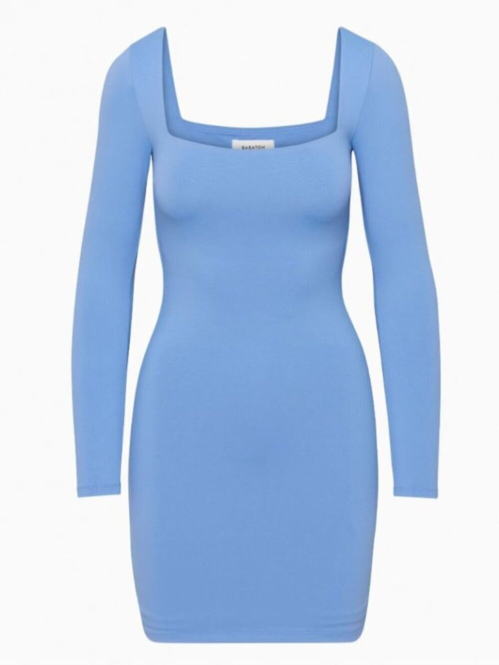 Aritzia Babaton Contour Squareneck Longsleeve Mini Dress Azurine Blue Size XS